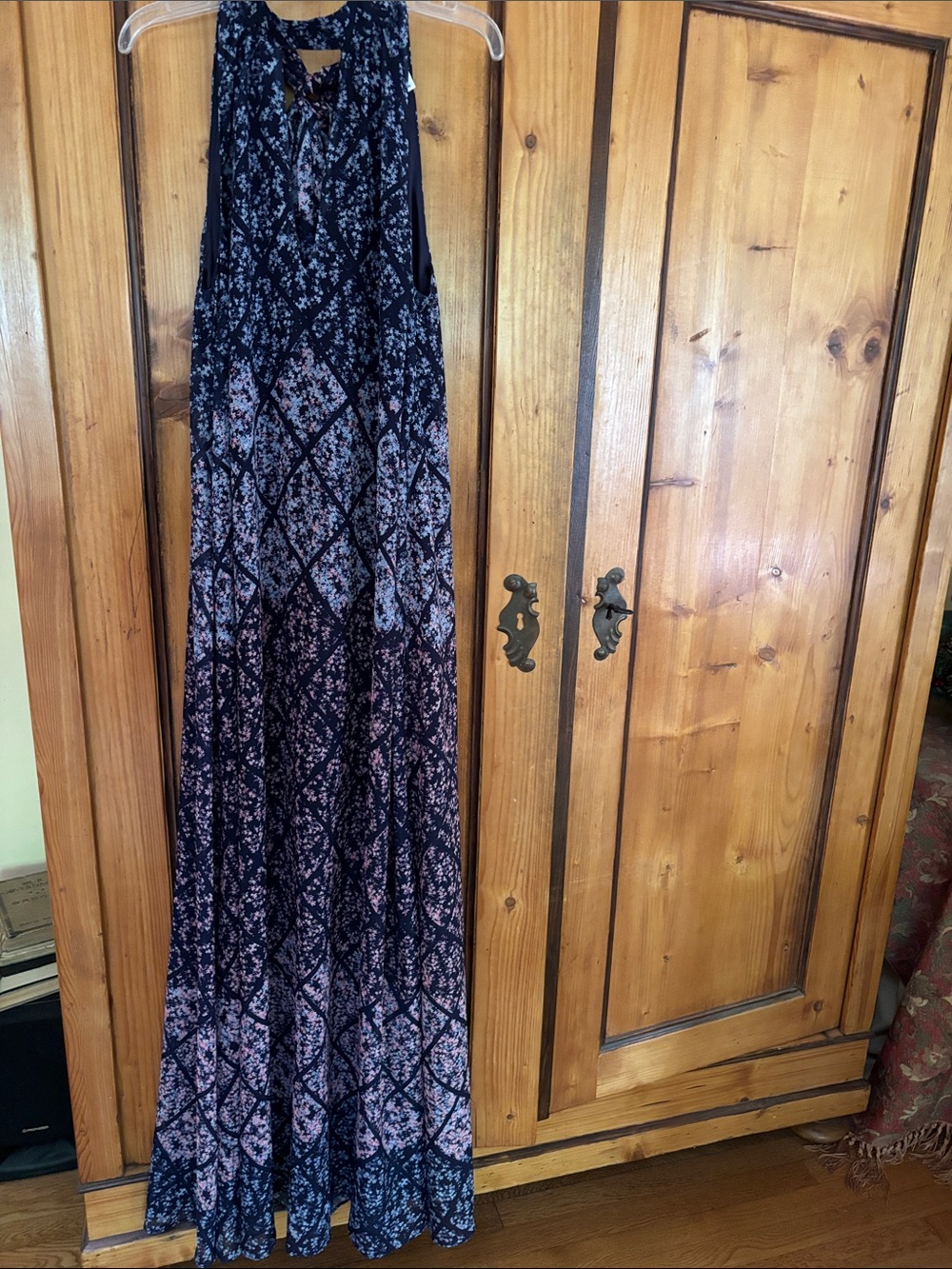 ERIN by Erin Fetherston Navy and Pink Printed Maxi dress